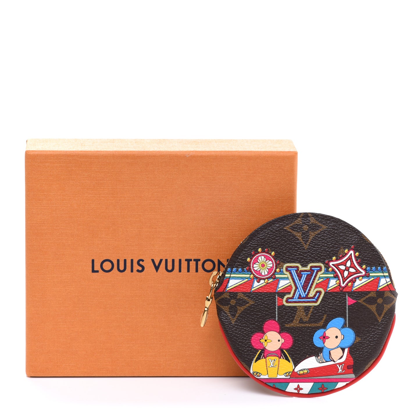 Monogram 2020 Christmas Animation Bumper Cars Round Coin Purse Coquelicot