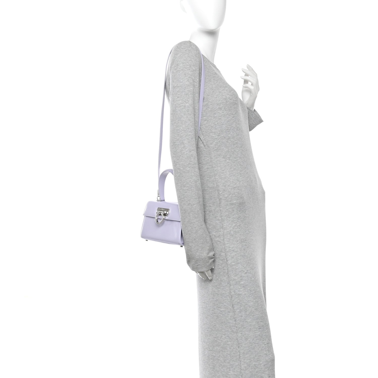 Salvatore Ferragamo Brushed Off Calfskin Mini Iconic Top Handle Bag New Lavender 2 of 10