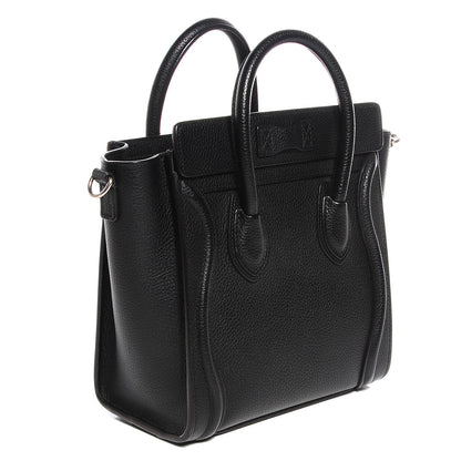 Celine Drummed Calfskin Nano Luggage Black 3 of 9