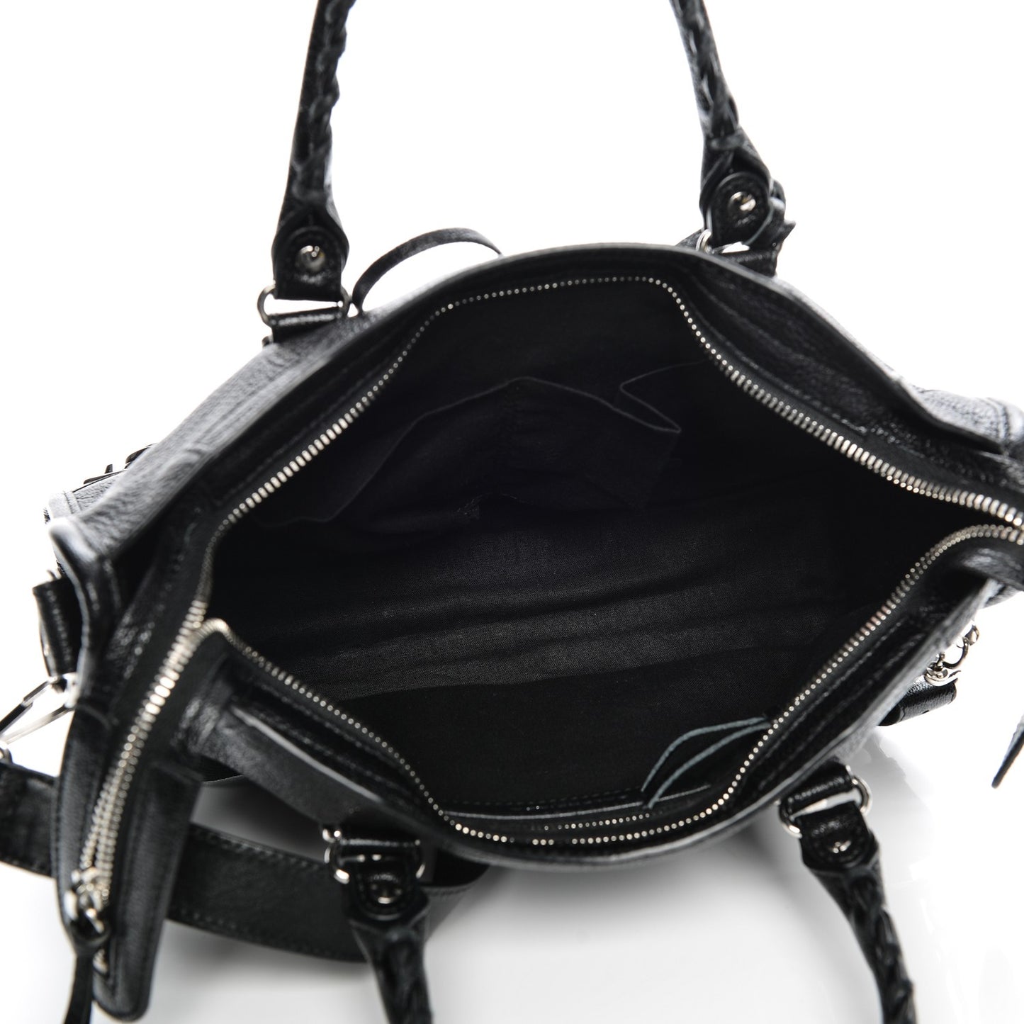 Chevre Silver Metallic Edge Hardware S City Black