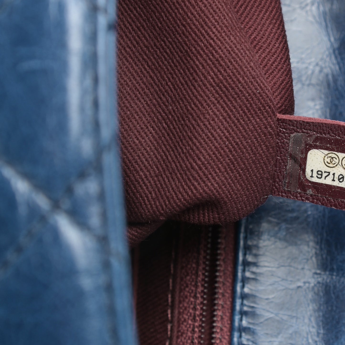 Glazed Calfskin Castle Rock Medium Flap Blue