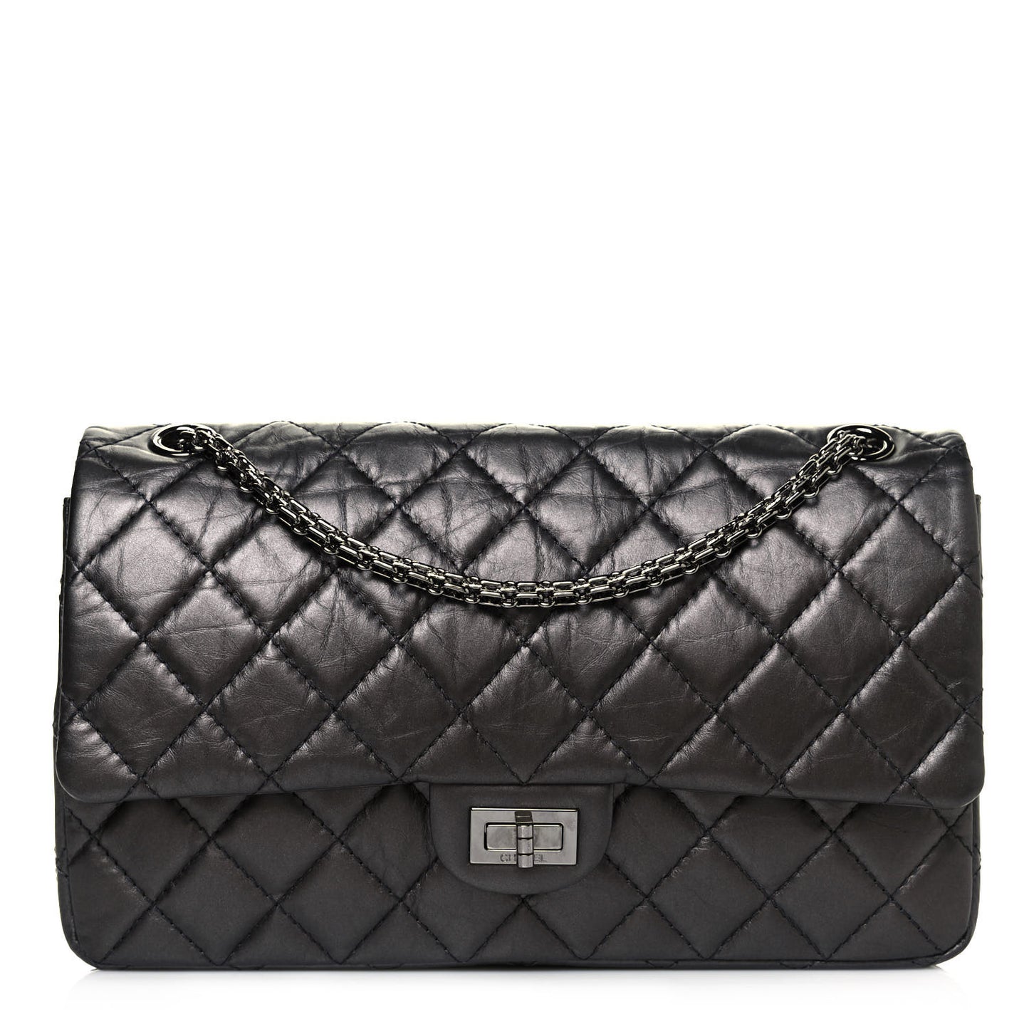 Aged Calfskin Quilted 2.55 Reissue 226 Flap Black