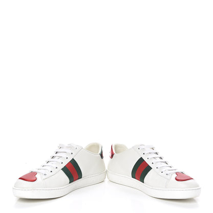 Gucci Calfskin Web Heart Embroidered Womens Ace Sneakers 37 White 5 of 16