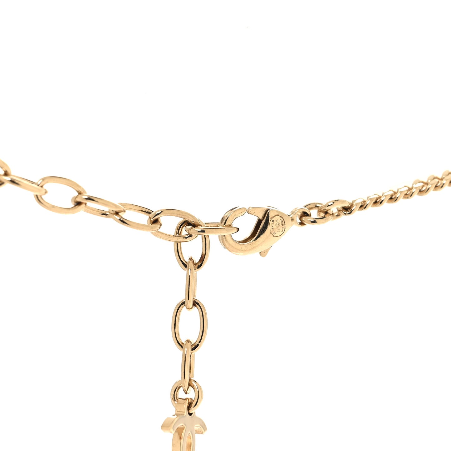Crystal Logo CC Chain Necklace Light Gold