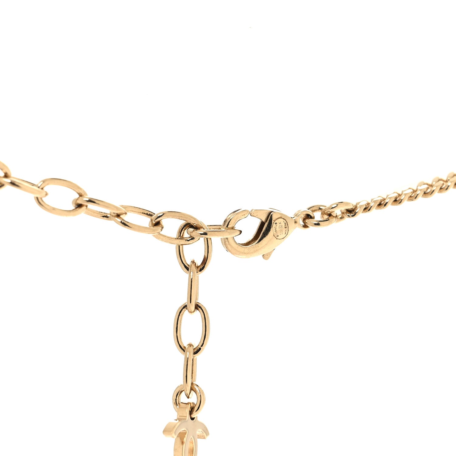 Chanel Crystal Logo CC Chain Necklace Light Gold 4 of 4