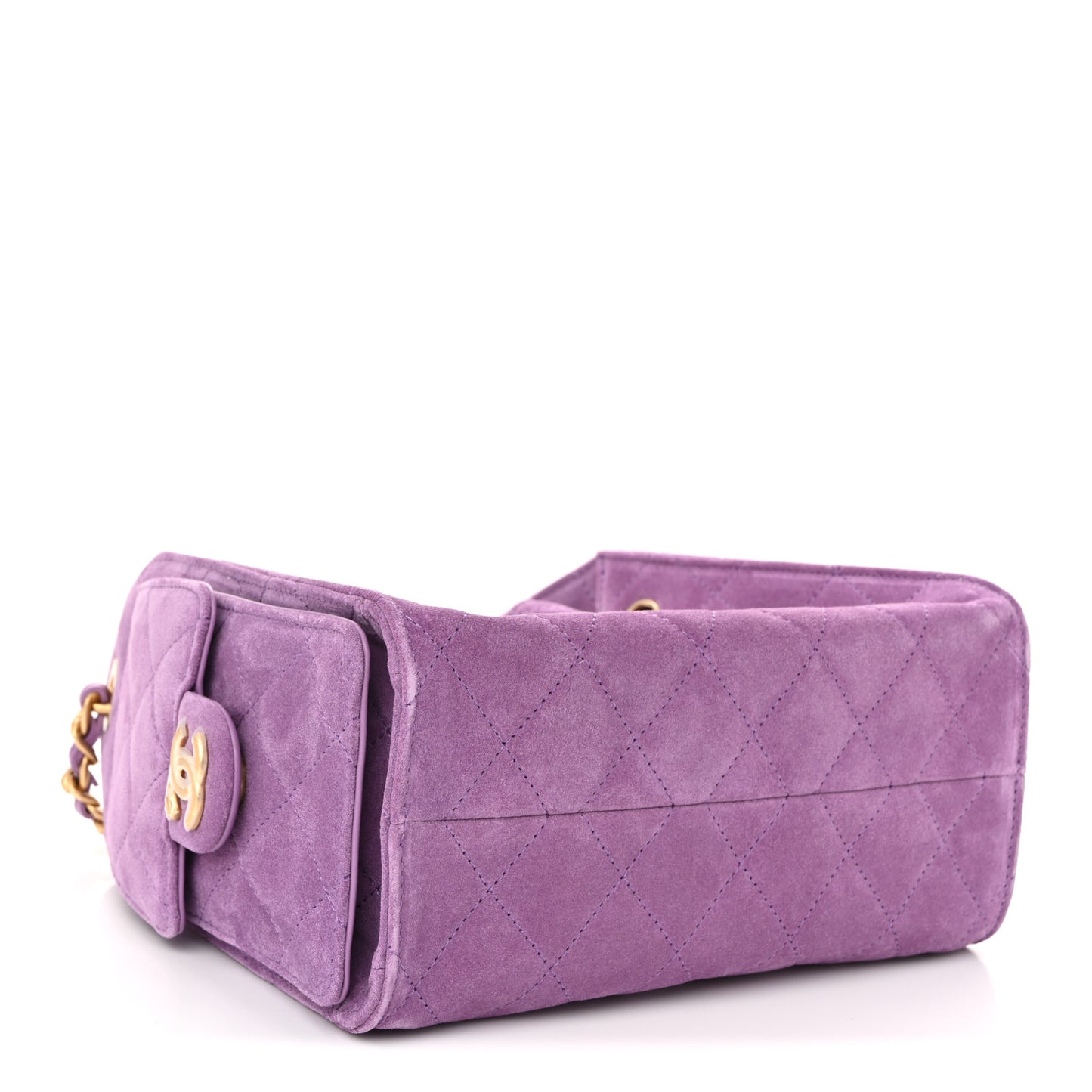Suede Quilted Mini Chanel 25 Handbag Purple