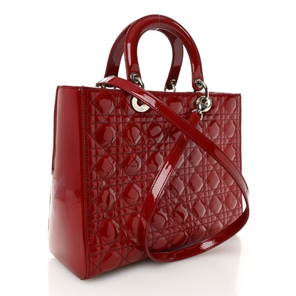 Christian Dior Patent Cannage Large Lady Dior Red 3 of 12