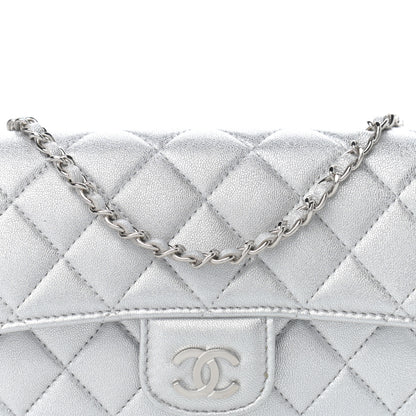 Chanel Metallic Lambskin Quilted Glasses Case With Chain Silver 9 of 12