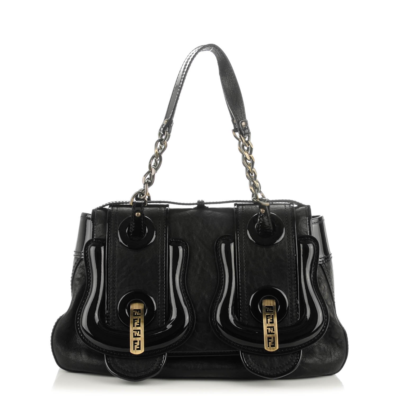 Fendi Nappa Patent B Bag Black 1 of 7