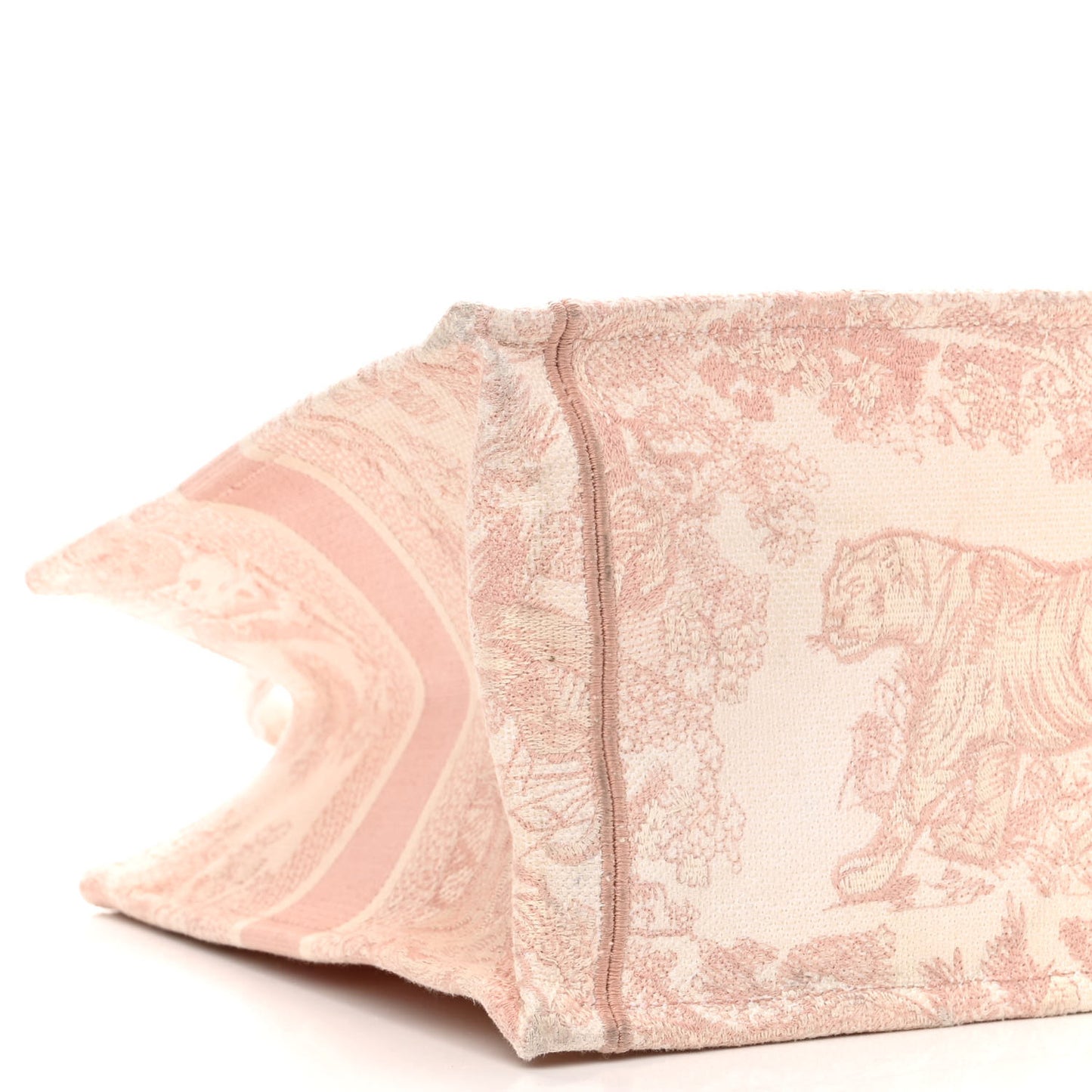 Canvas Toile De Jouy Embroidered Medium Book Tote Pink