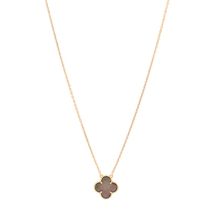 Van Cleef & Arpels 18K Rose Gold Gray Mother of Pearl Vintage Alhambra Pendant Necklace 1 of 6