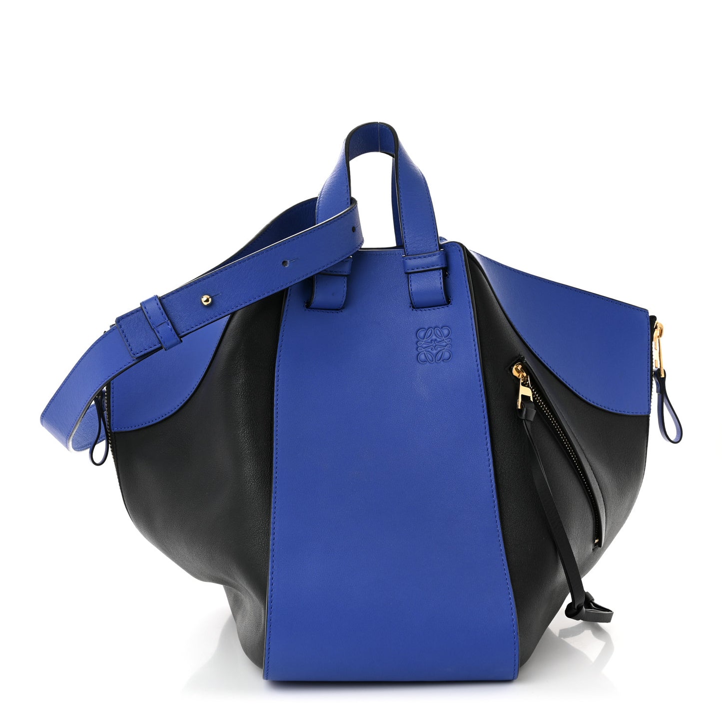 Calfskin Medium Hammock Shoulder Bag Electric Blue Black