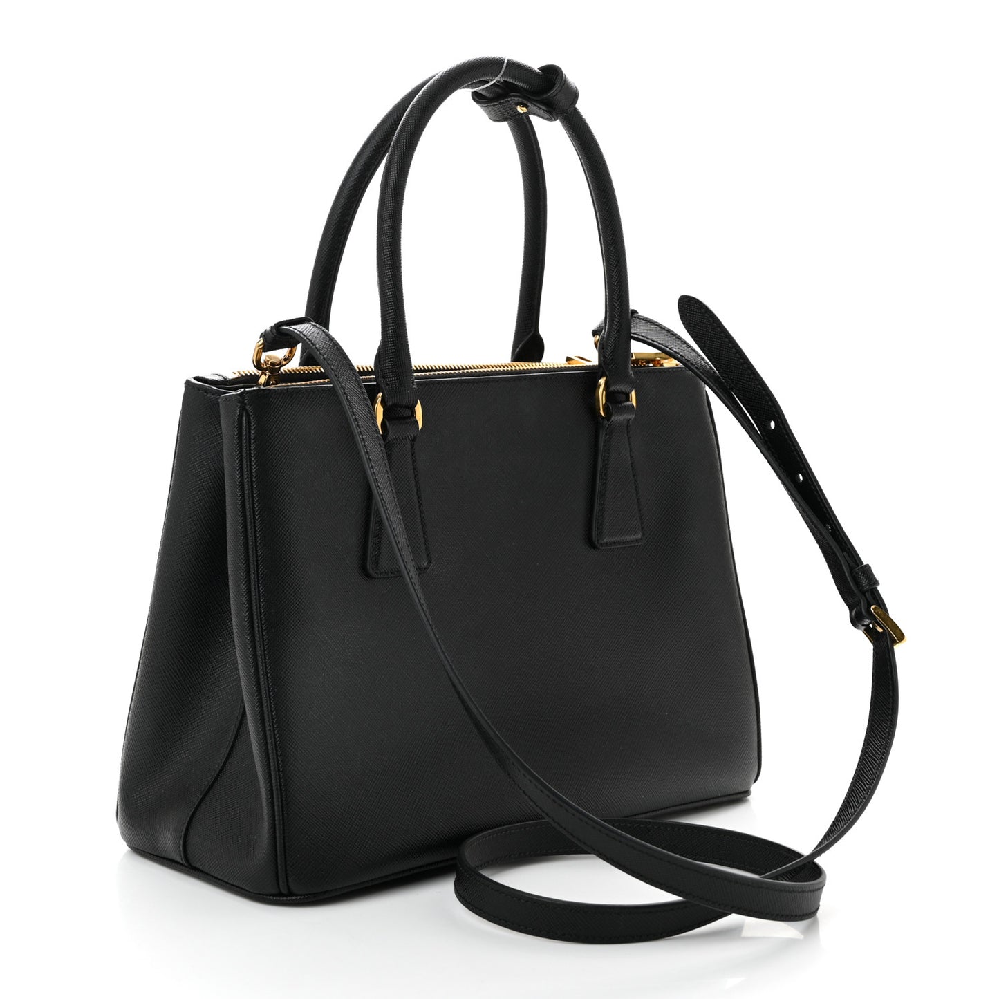 Saffiano Medium Galleria Double Zip Tote Black