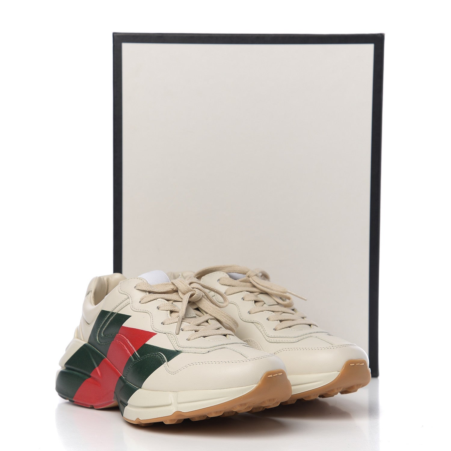 Gucci Calfskin Web Printed Mens Rhyton Sneakers 6.5 Mystic White 8 of 8