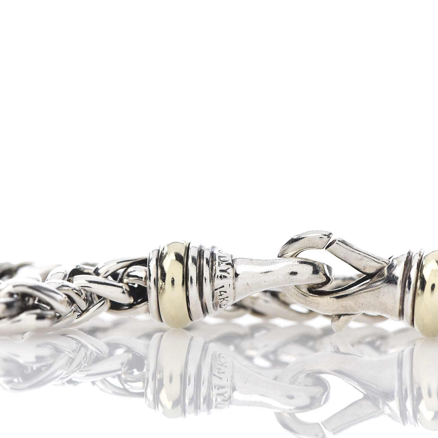 Sterling Silver 14K Yellow Gold 6mm Wheat Chain Bracelet