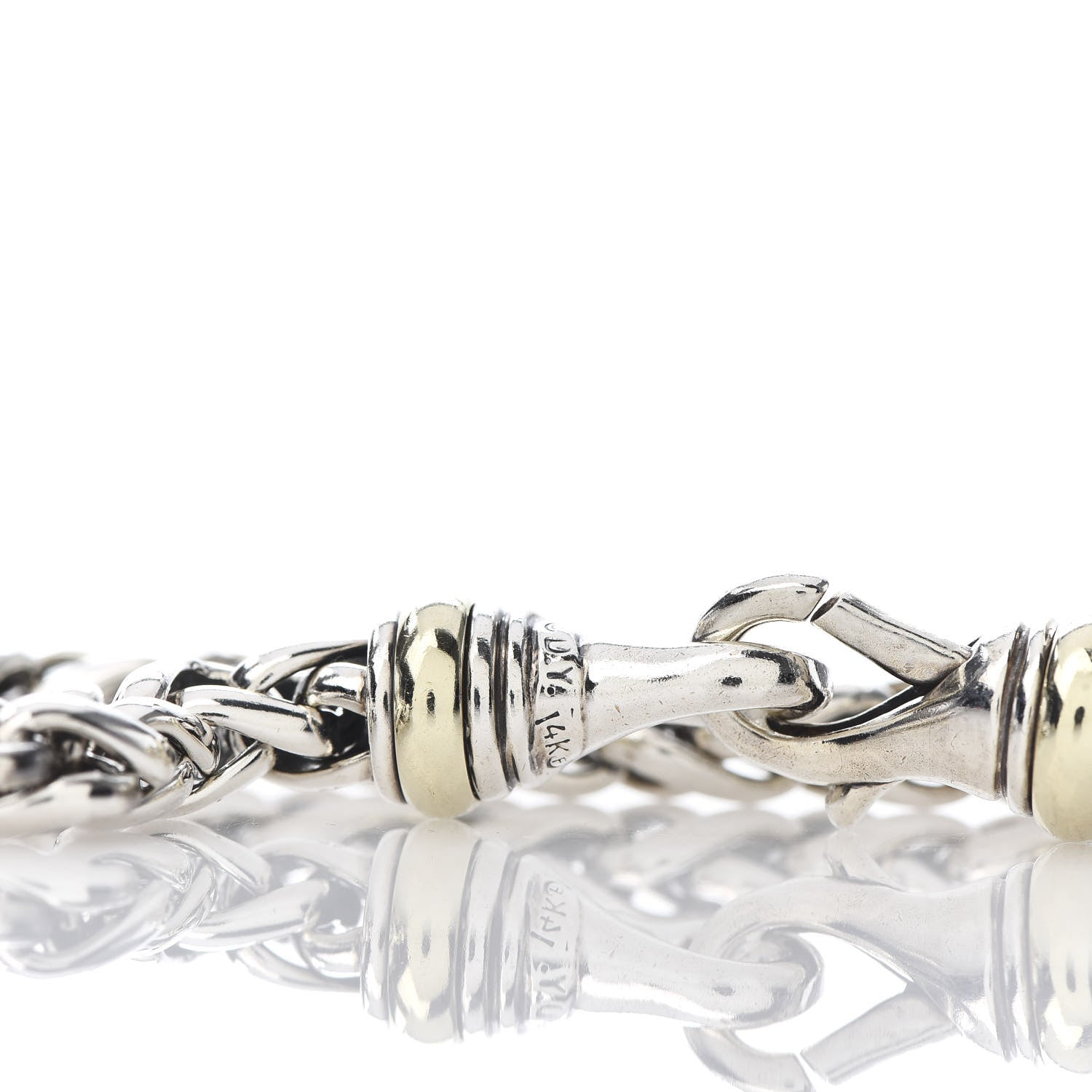 David Yurman Sterling Silver 14K Yellow Gold 6mm Wheat Chain Bracelet 4 of 4