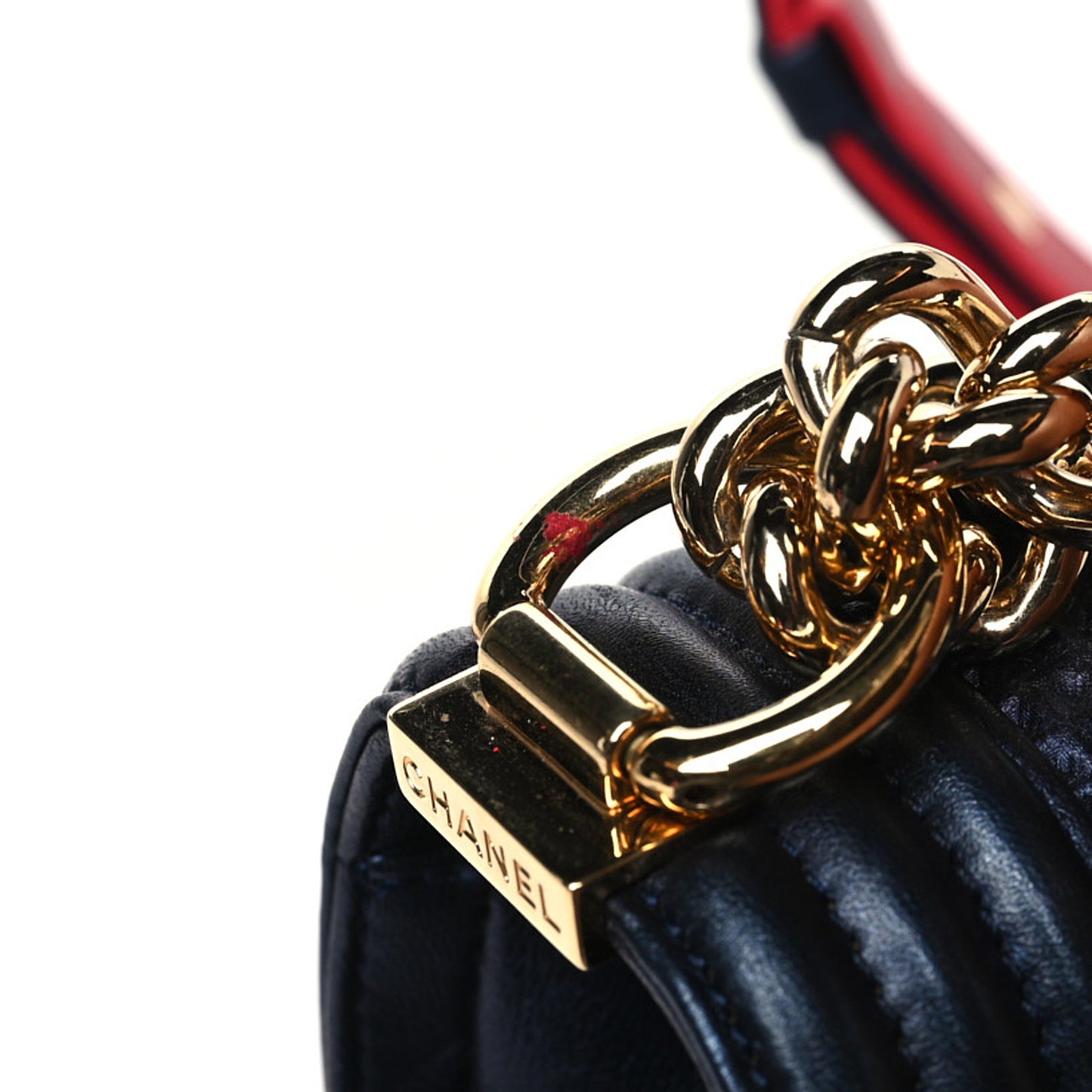 Lambskin Embossed Medium Boy Cube Flap Navy