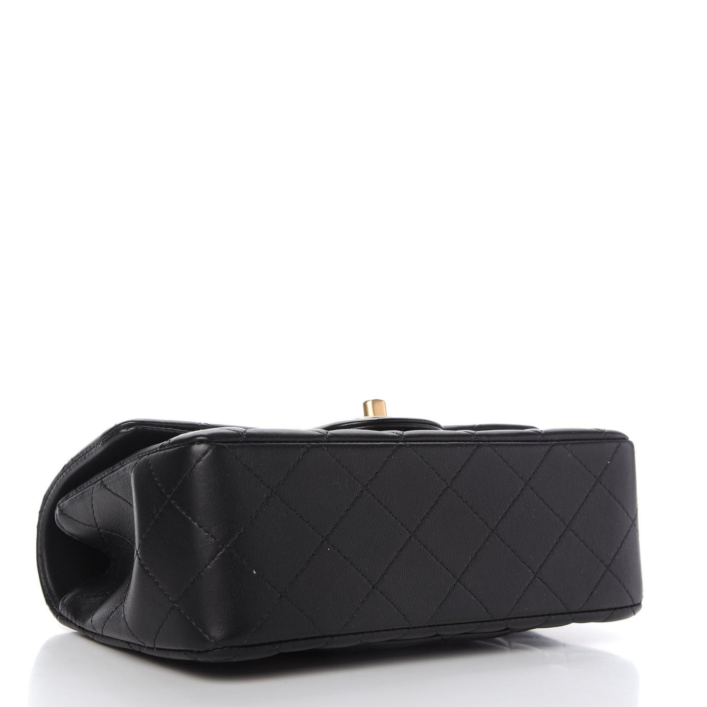 Lambskin Quilted Mini Top Handle Rectangular Flap Black