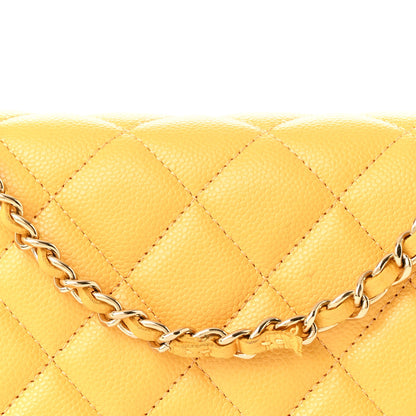 Chanel Caviar Quilted Wallet on Chain WOC Yellow 9 of 11