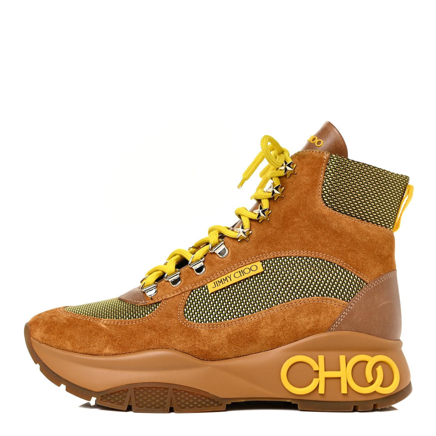 Jimmy Choo Calfskin Technical Mesh Suede Crosta Boot 39 Yellow 1 of 15