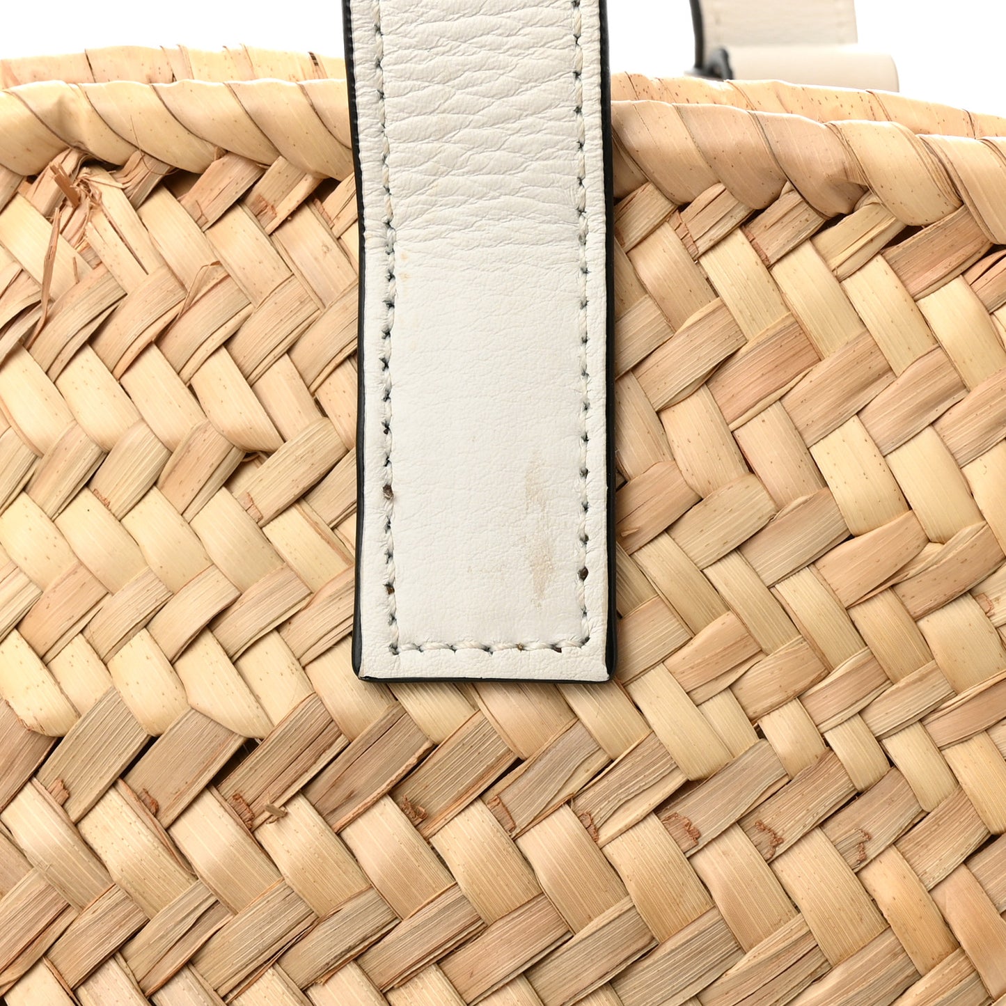 Raffia Basket Tote Bag Natural White