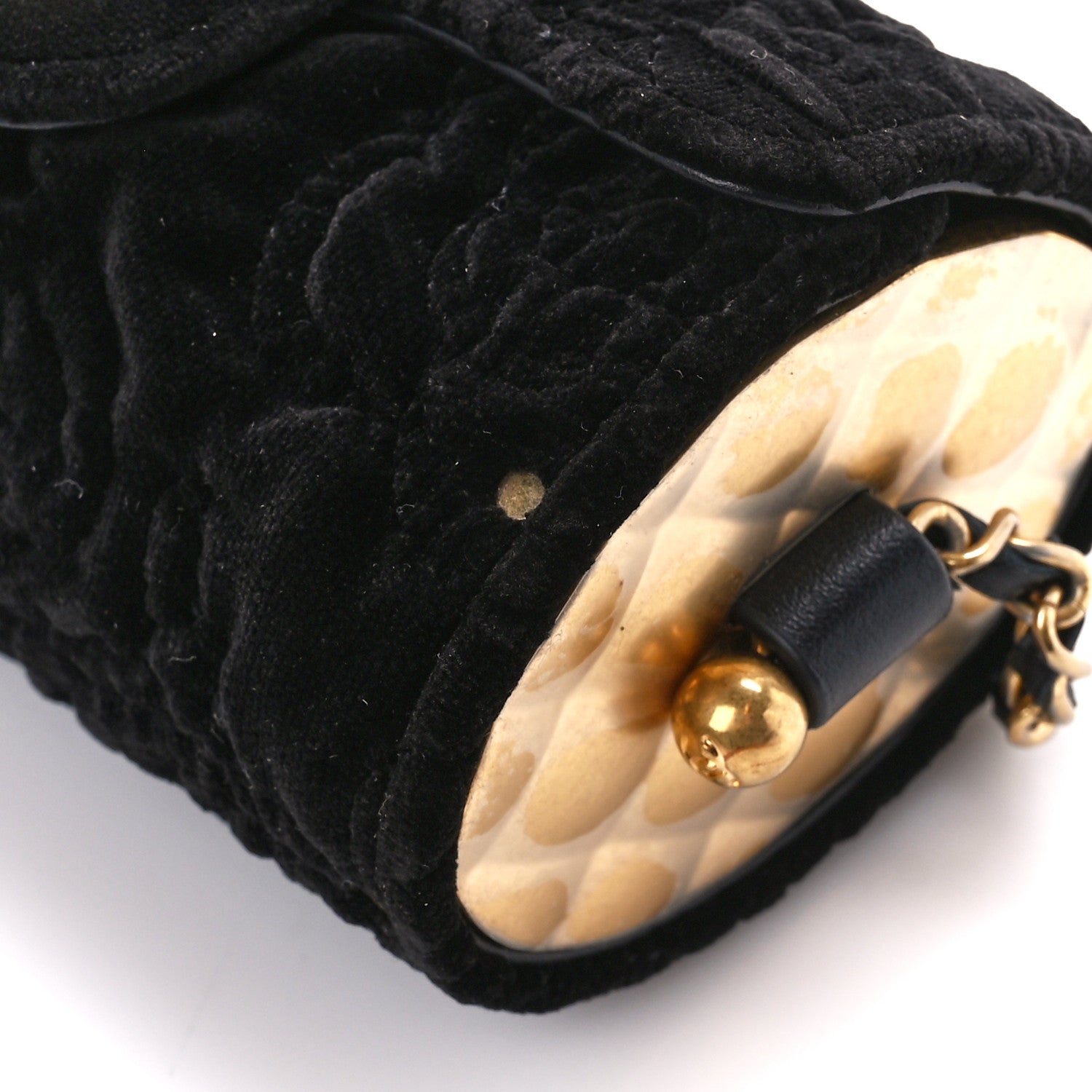 Chanel Velvet Camellia Embossed Jewel Belt Card Holder With Chain Black 10 of 10
