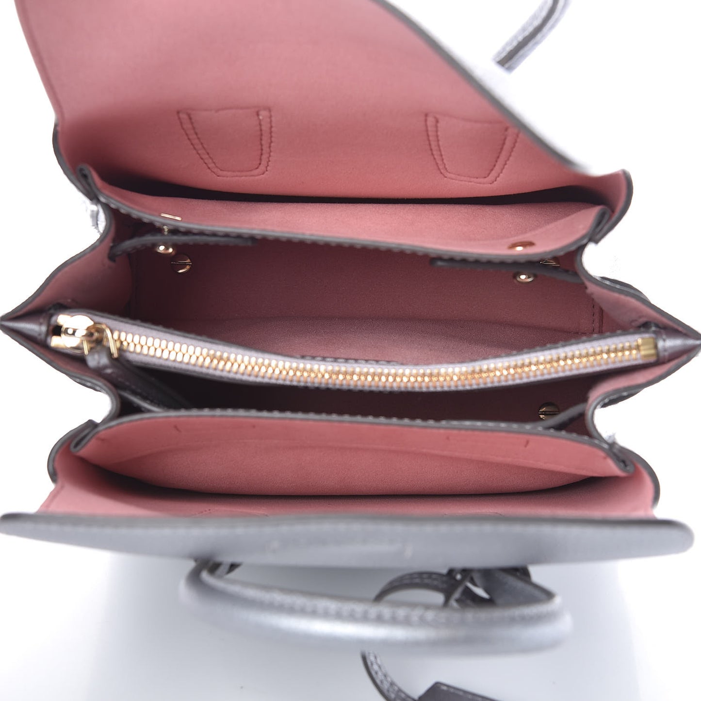 Metallic Grained Calfskin Mini Milla Tote Spike Silver