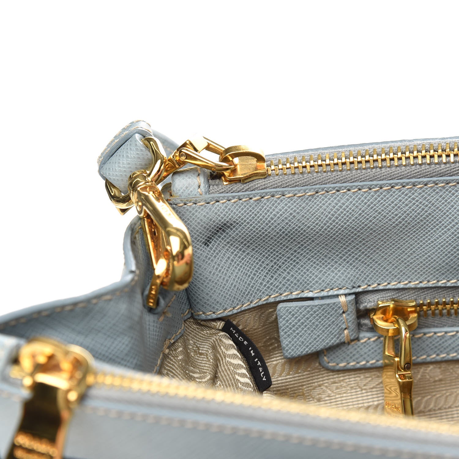 Prada Saffiano Small Galleria Double Zip Tote Lago 13 of 14