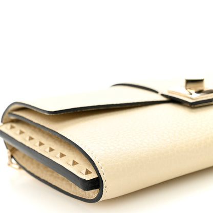 Valentino Garavani Pebbled Calfskin Rockstud Chain Clutch Light Ivory 8 of 10