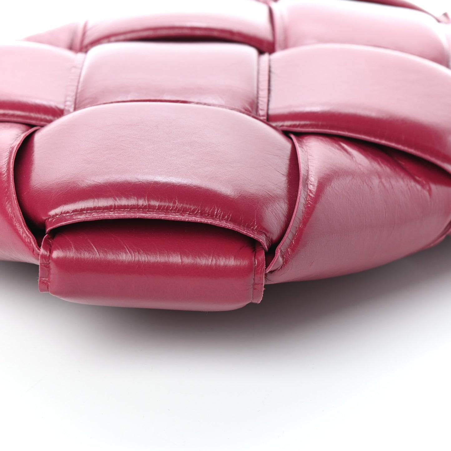 Paper Calfskin Maxi Intrecciato Padded Pouch Clutch Amaranto