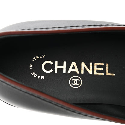 Chanel Calfskin CC Mocassin Loafers 38 Brown Black 7 of 8