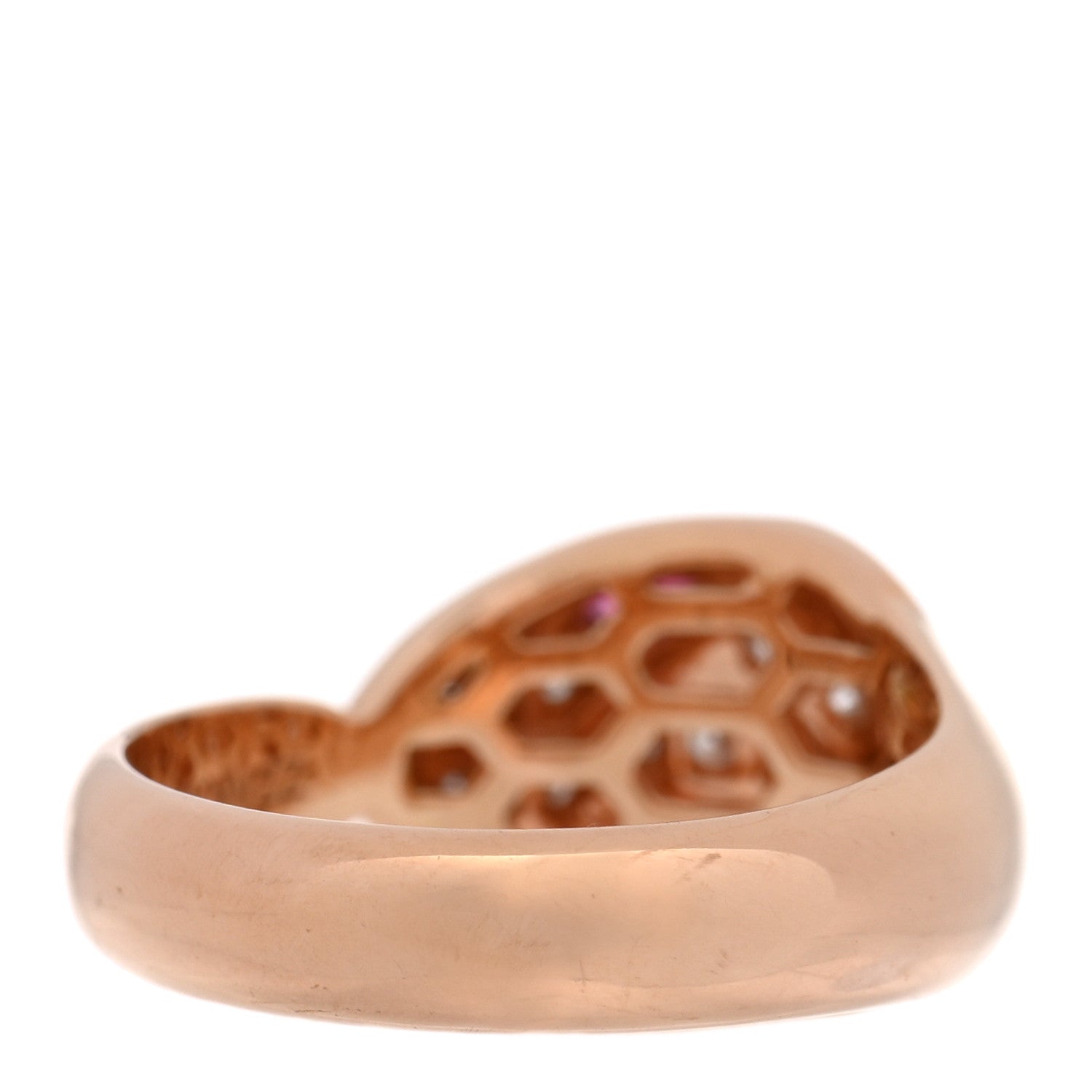Bulgari 18K Rose Gold Diamond Rubellite Serpenti Seduttori Ring 54 7 3 of 5
