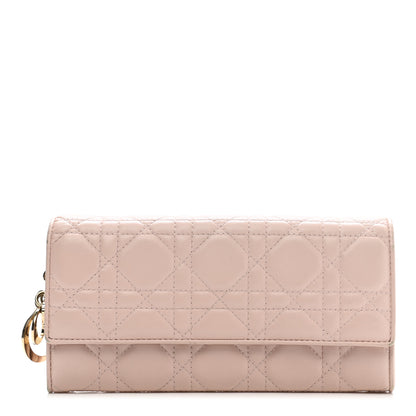 Christian Dior Lambskin Cannage Lady Dior Flap Wallet Light Pink 1 of 13