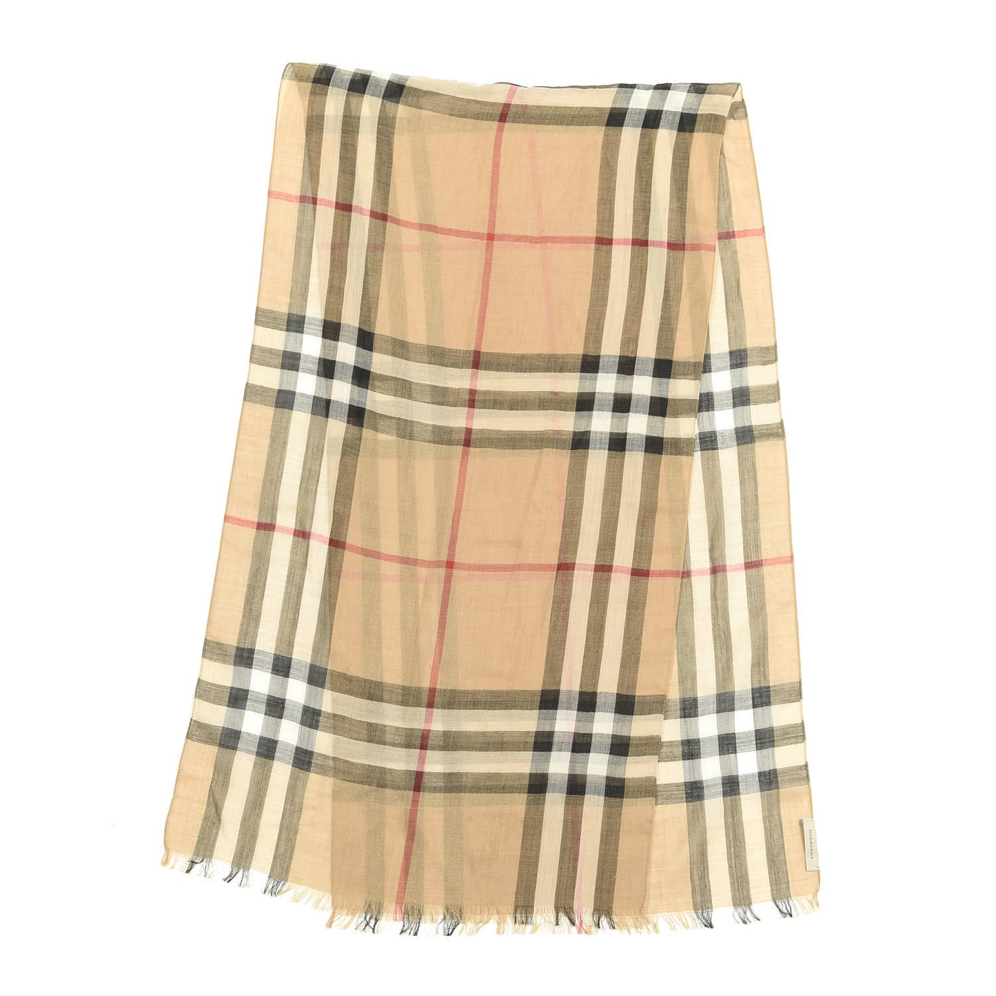 Linen Giant Check Lightweight Scarf Camel