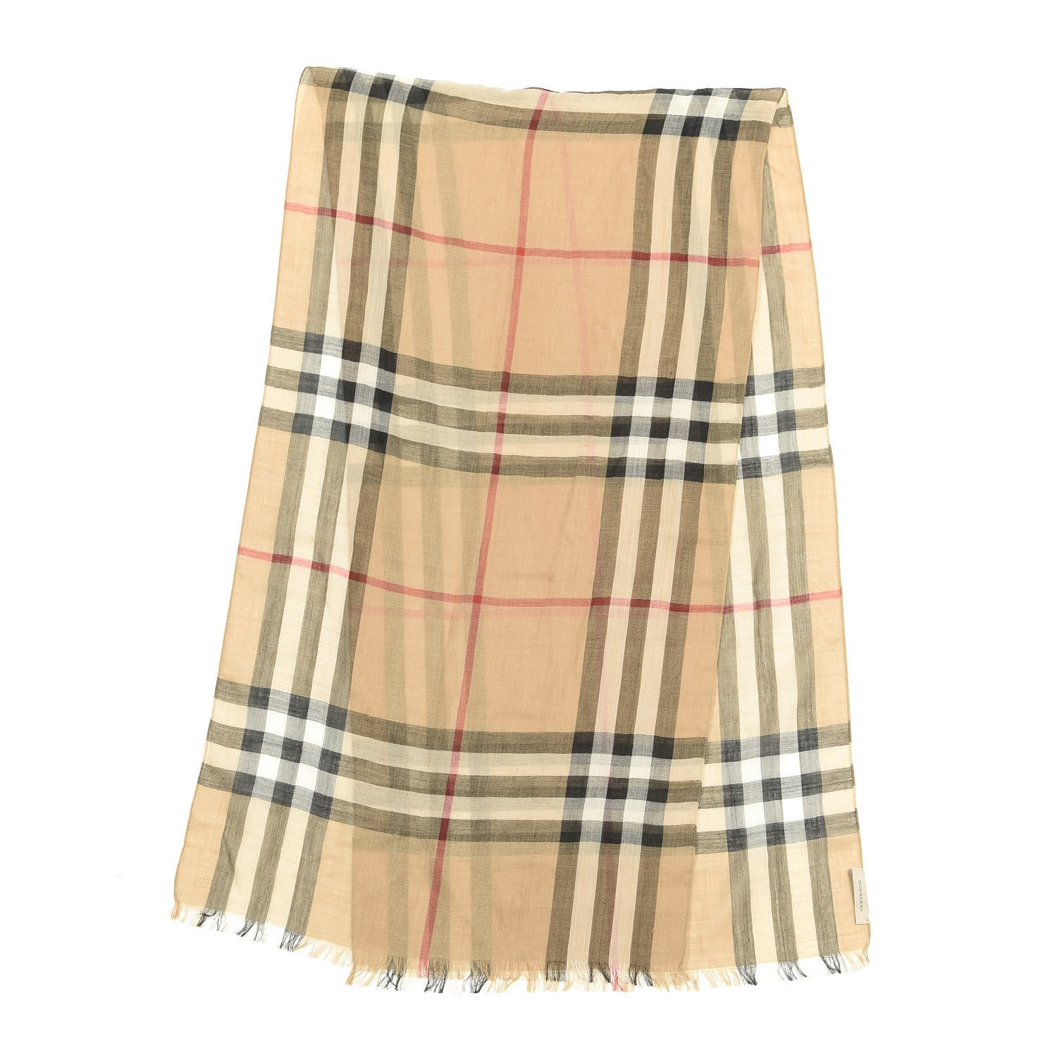 Burberry Linen Giant Check Lightweight Scarf Camel 2 of 6