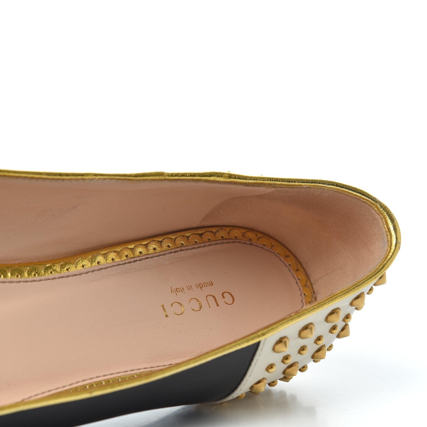 Gucci Calfskin Studded Lexi Ballerina Flats 39.5 Black 13 of 19