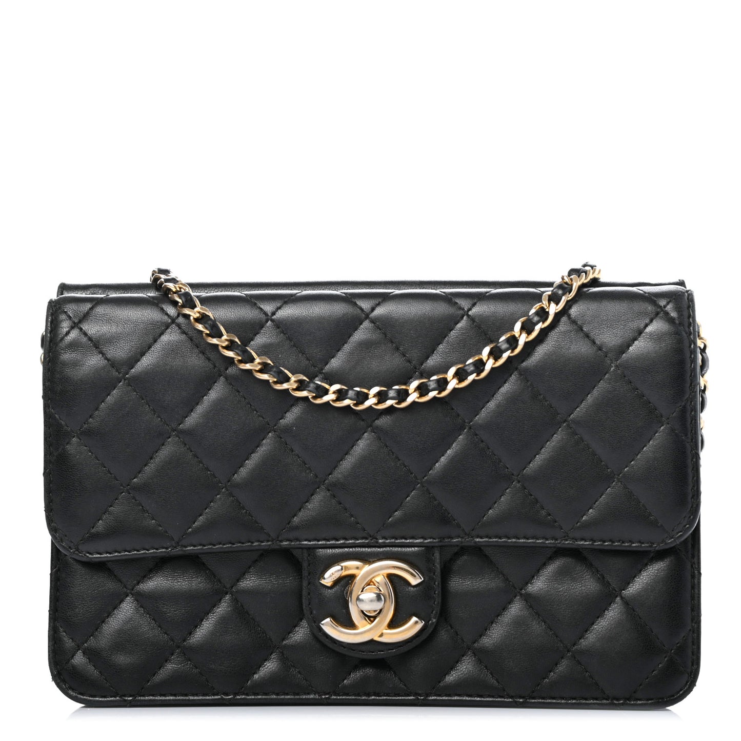 Lambskin Quilted Medium Crossing Times Flap Black
