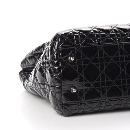 Christian Dior Patent Cannage Large Dior Soft Shopping Tote Black 6 of 13