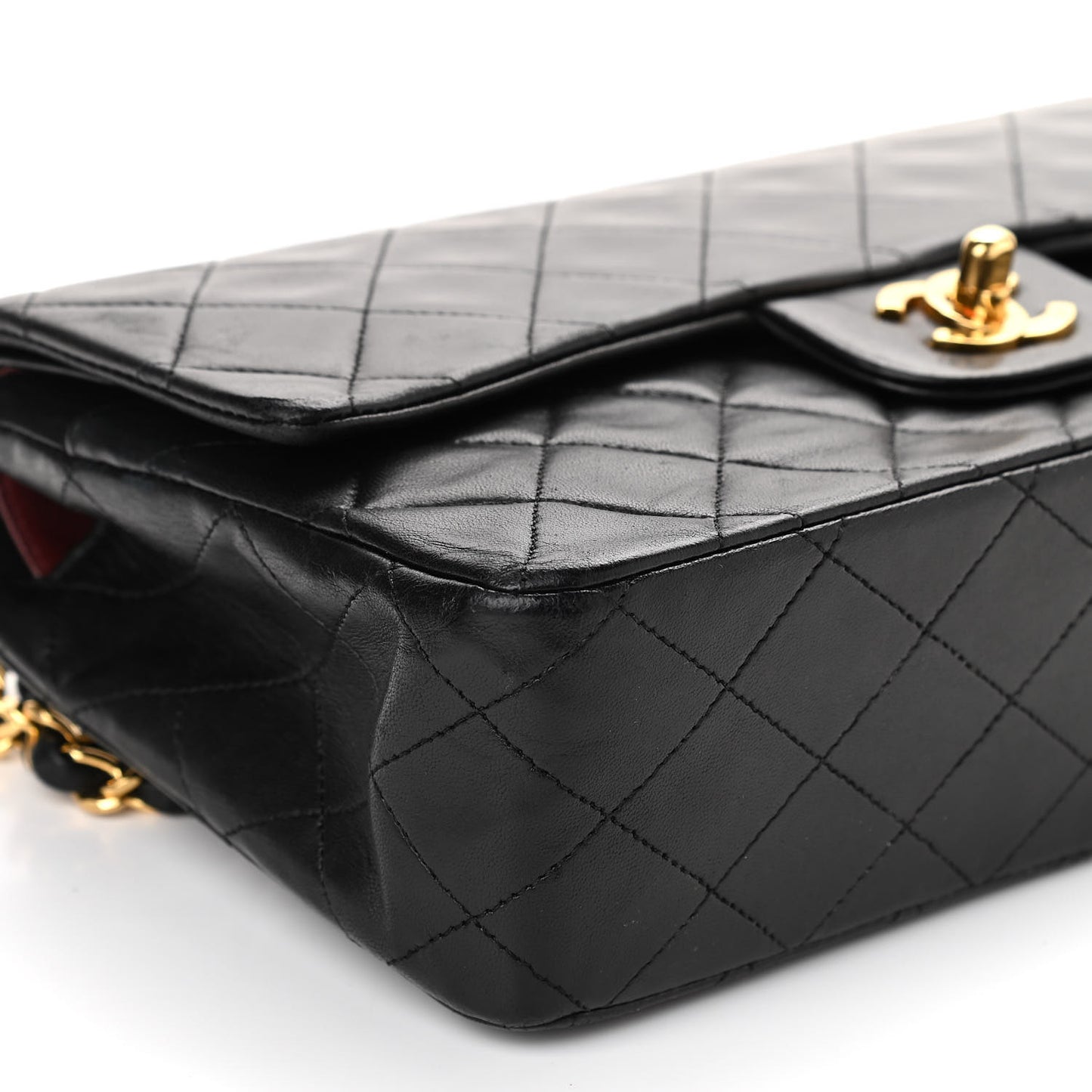 Lambskin Quilted Medium Double Flap Black