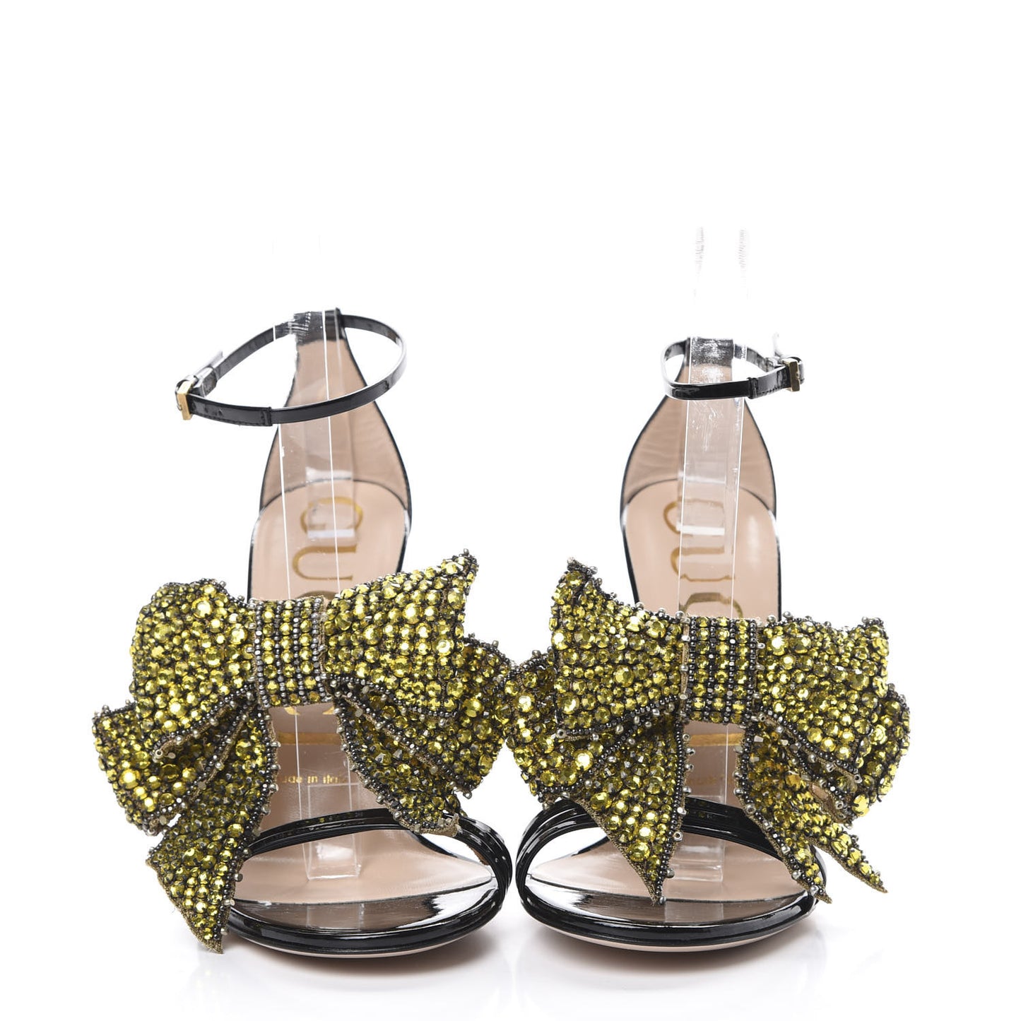 Patent Crystal Removable Bow Sandals 36.5 Black
