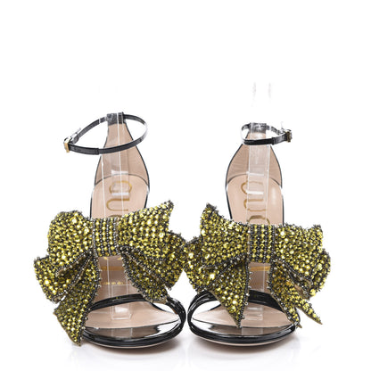 Gucci Patent Crystal Removable Bow Sandals 36.5 Black 2 of 10