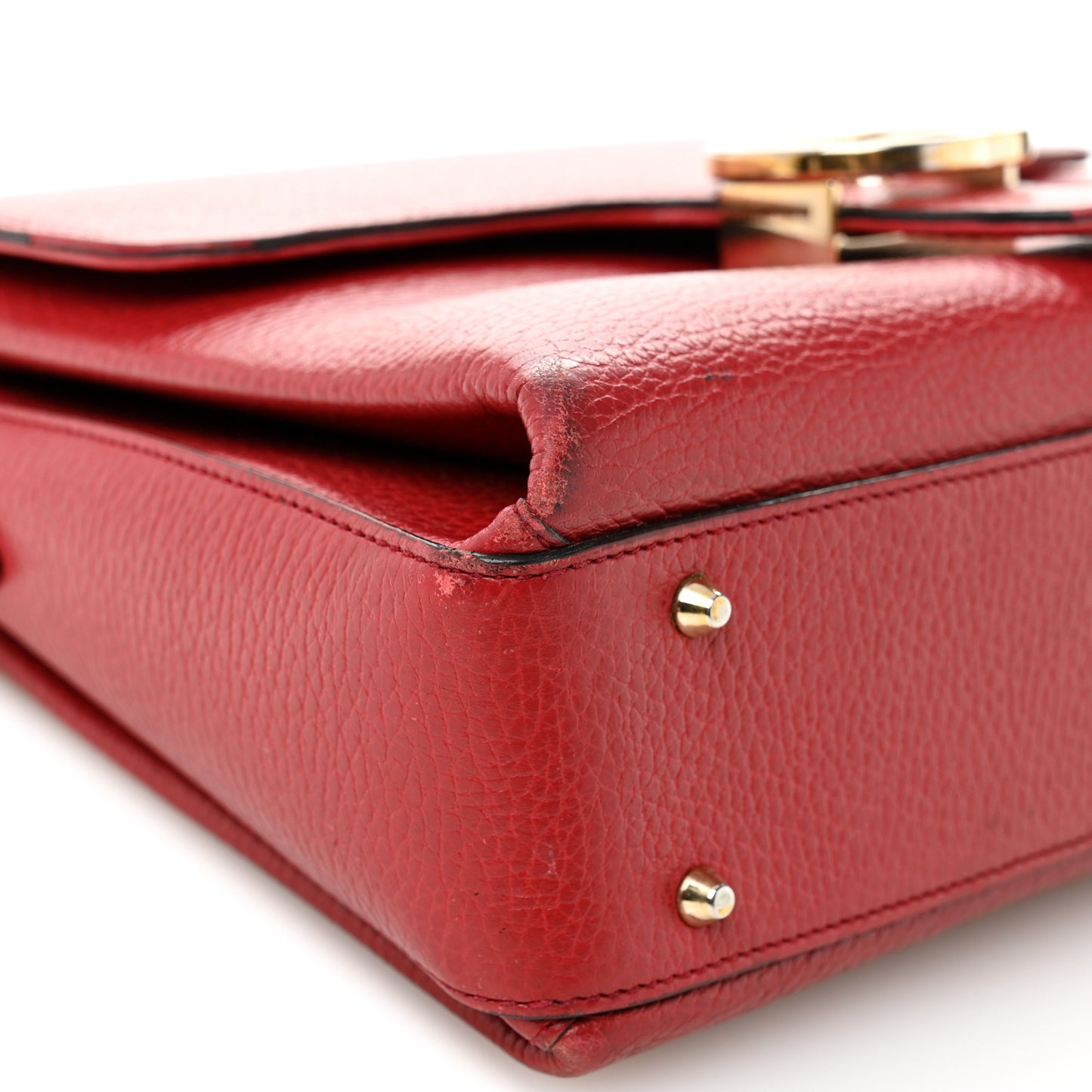 Dollar Calfskin Interlocking G Top Handle Shoulder Bag Red