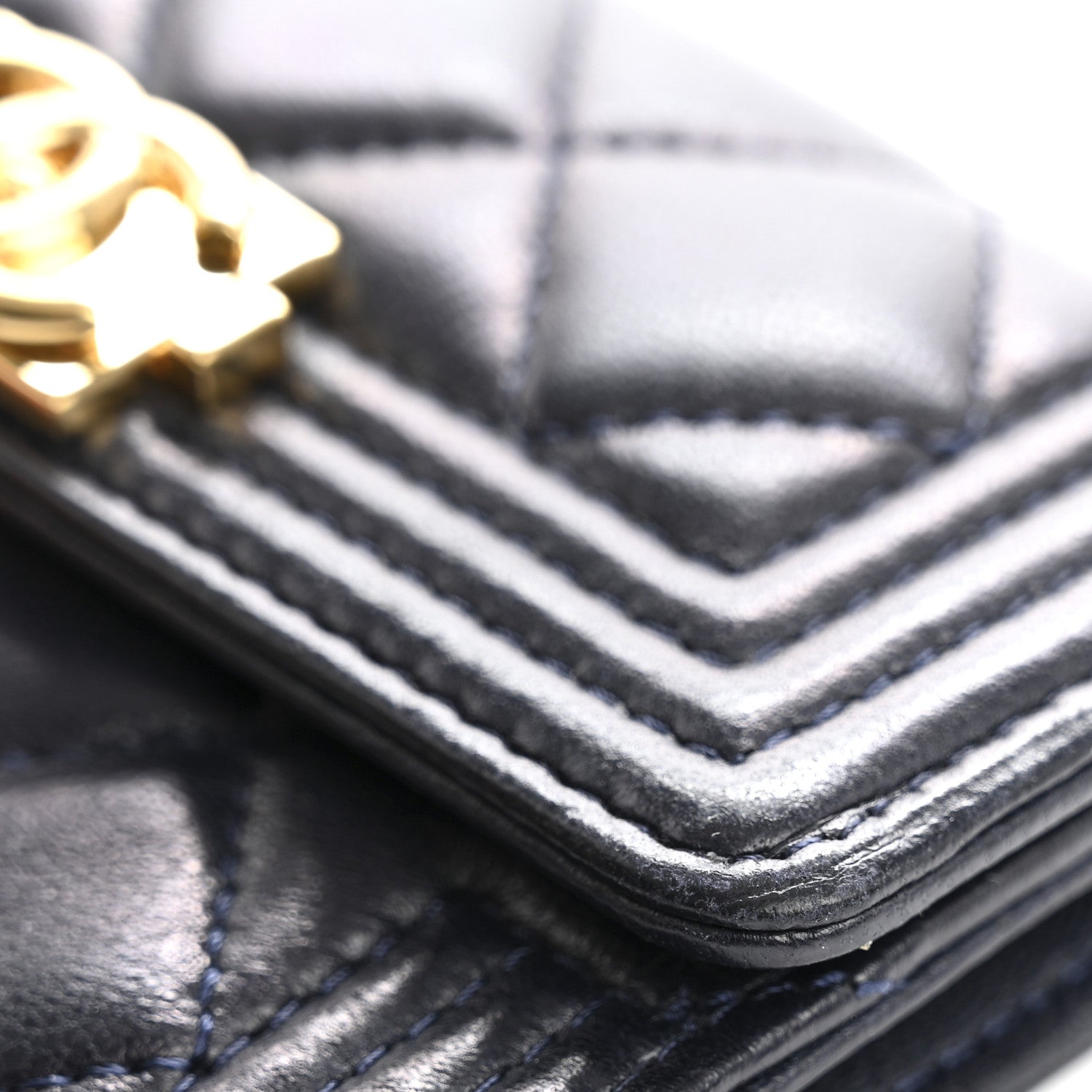 Chanel Lambskin Quilted Boy Flap Card Holder Navy 10 of 12