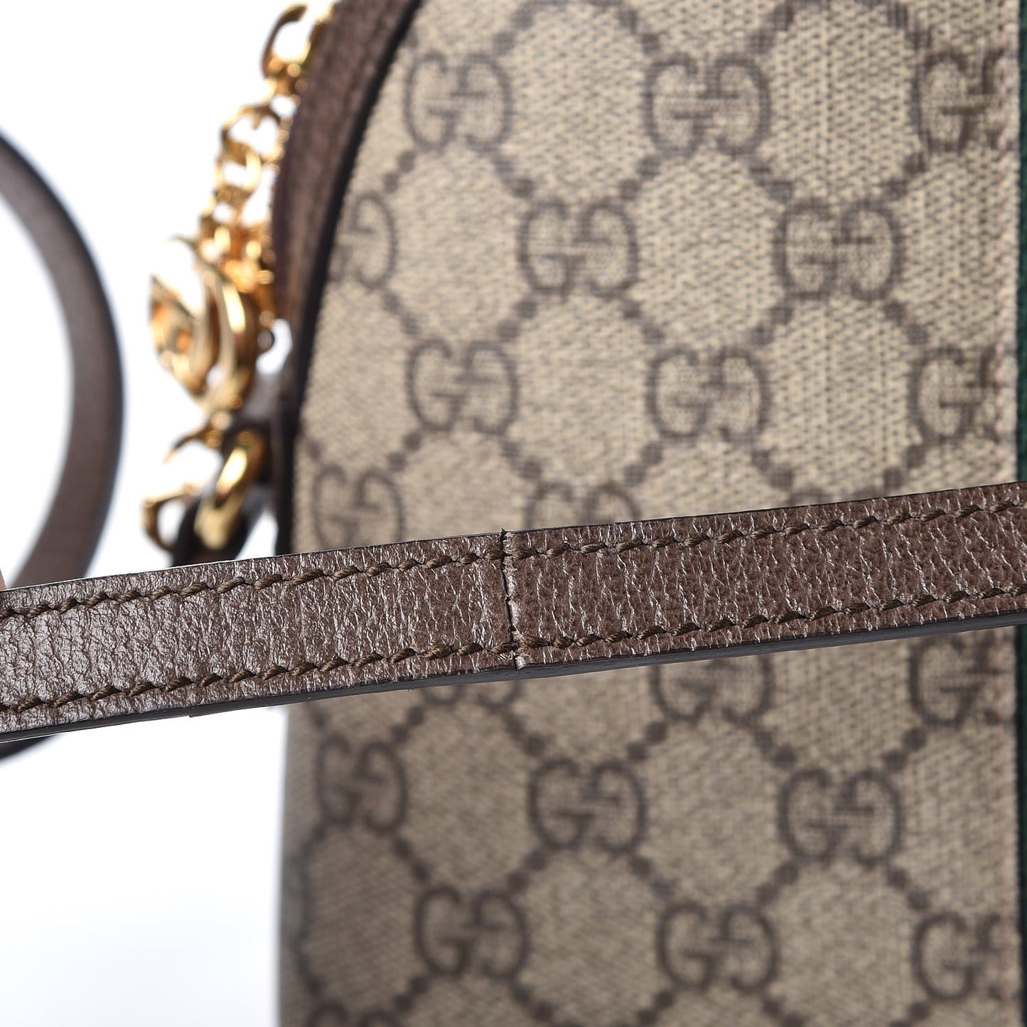 GG Supreme Monogram Textured Dollar Calfskin Web Small Ophidia Dome Shoulder Bag Beige Ebony New Acero
