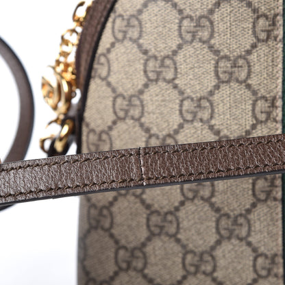 Gucci GG Supreme Monogram Textured Dollar Calfskin Web Small Ophidia Dome Shoulder Bag Beige Ebony New Acero 9 of 9