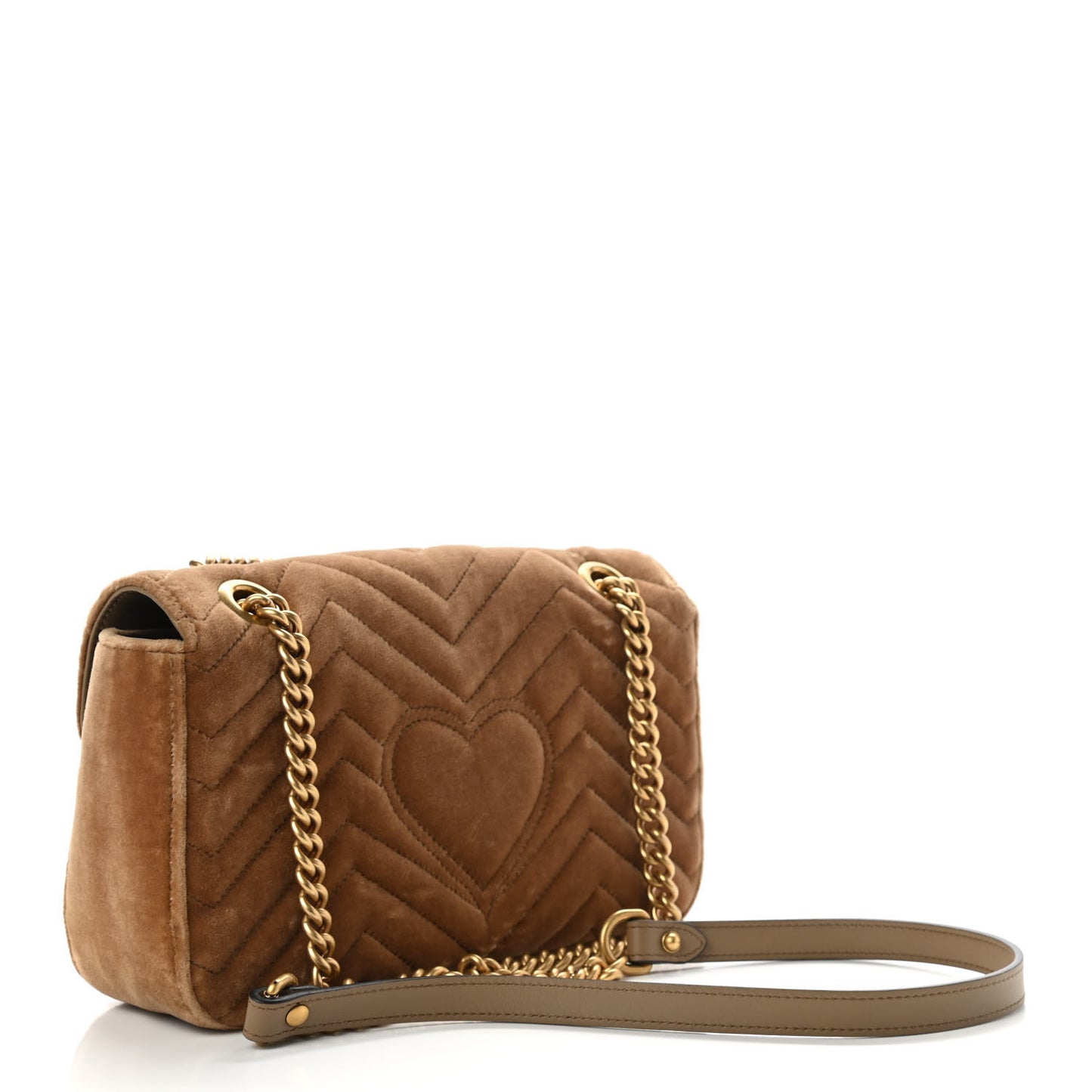 Velvet Matelasse Small GG Marmont Shoulder Bag Taupe