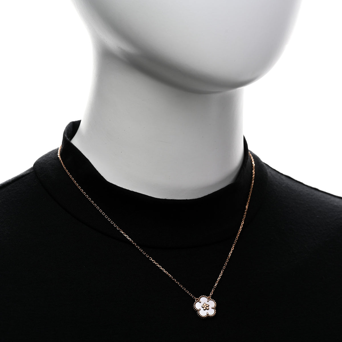 18K Rose Gold Mother of Pearl Lucky Spring Plum Blossom Necklace