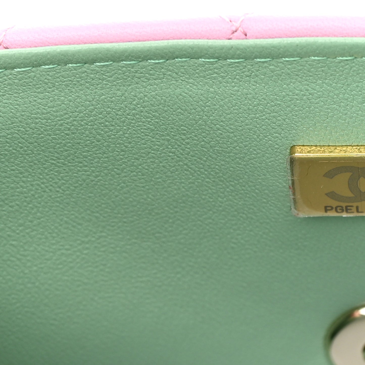 Lambskin Quilted Mini Top Handle Rectangular Flap Lilac Light Green