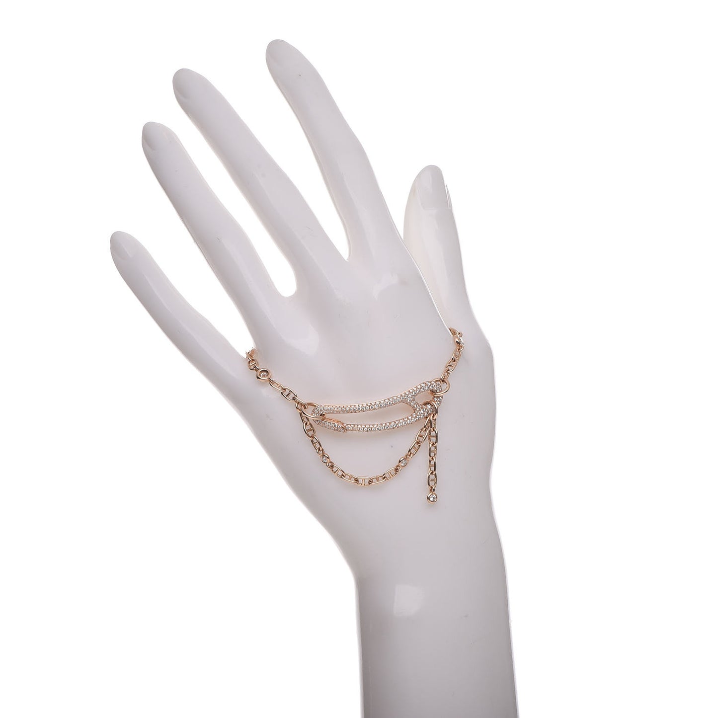 18K Rose Gold Pave Diamond MM Chaine d'Ancre Punk Bracelet SH