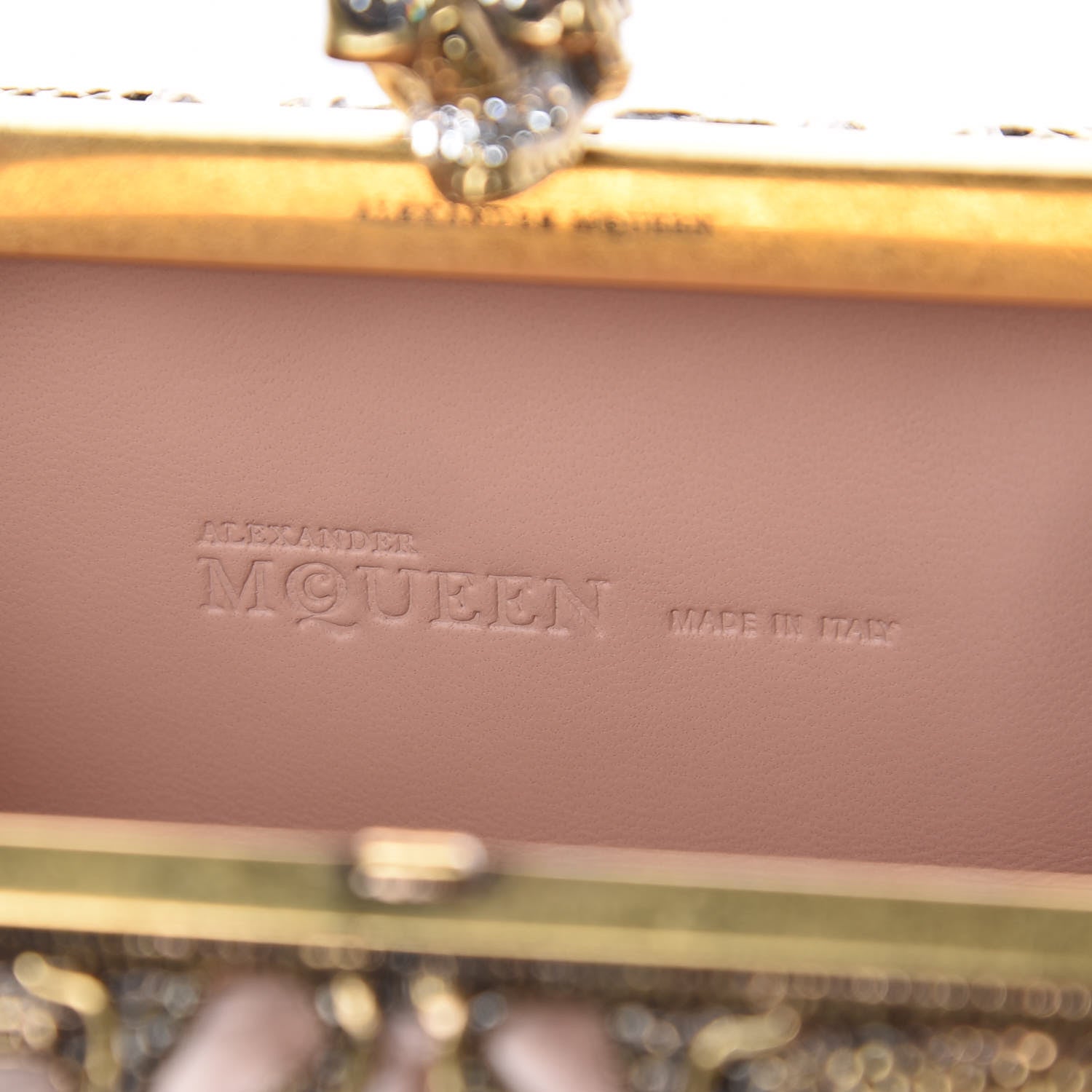 Alexander McQueen Metal Filigree Crystal Embellished Duchesse Skull Box Clutch Gold 6 of 14